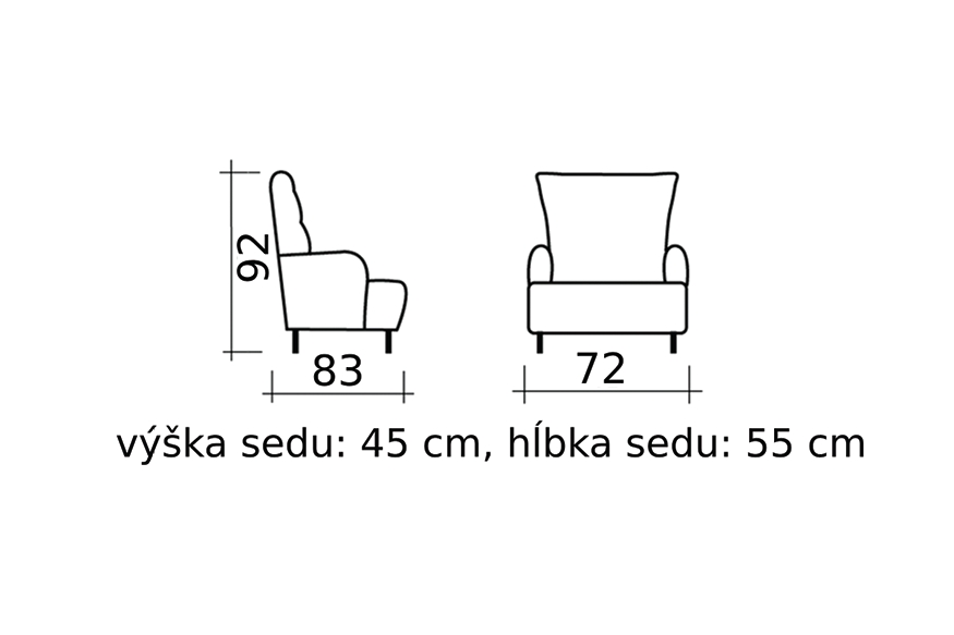 Kreslo GREGORIAN – rozmery Kreslo GREGORIAN - rozmery - kvalitné slovenské kreslo Slovsofa