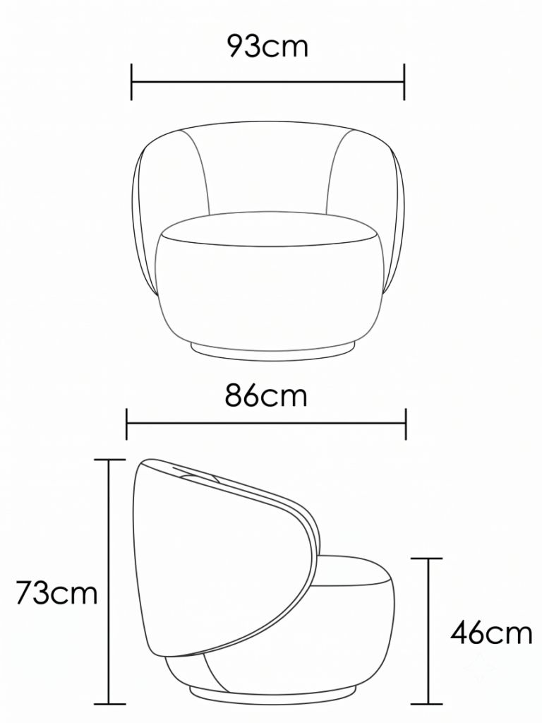 Rozmery kresla ORBIT Rozmery kresla ORBIT